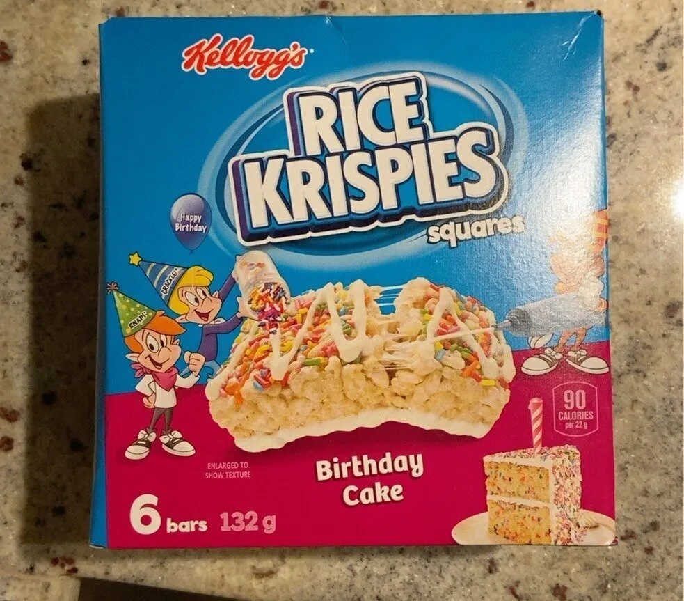 Rice krispies square birthday cake