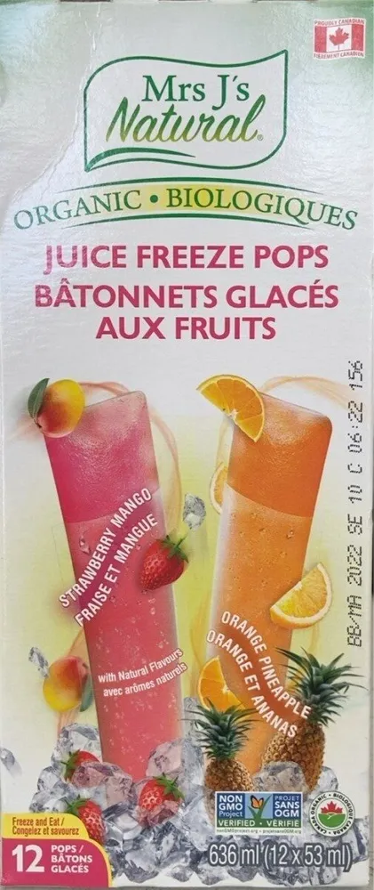 Organic Juice Pops – Strawberry Mango & Orange Pineapple