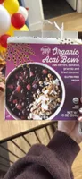 Organic Acai Bowl with berries, bananas, granola and dried coconut