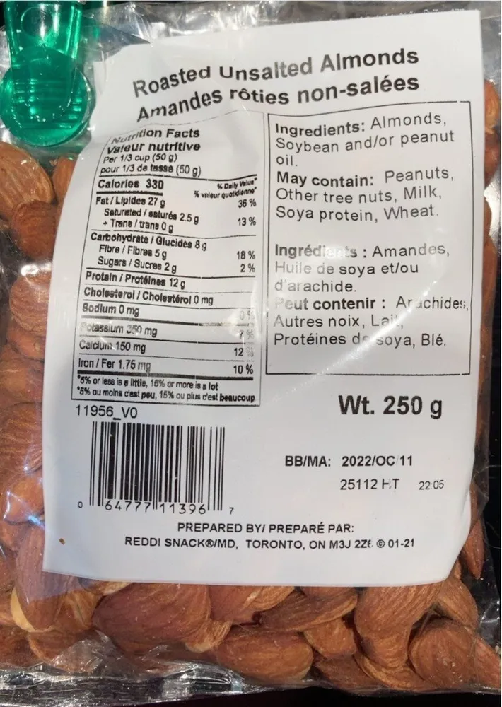 Amandes rôties non-salées