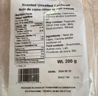 Roasted unsalted cashews