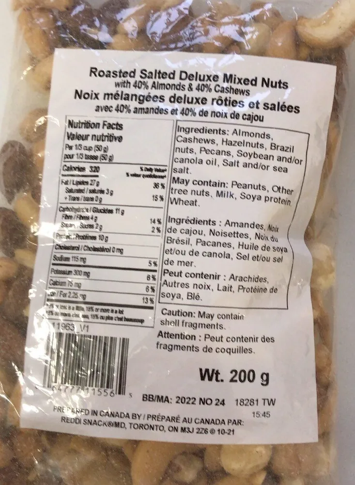 Roasted salted deluxe mixed nuts