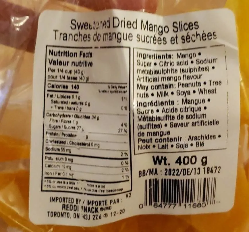Sweetened Dried Mango Slices
