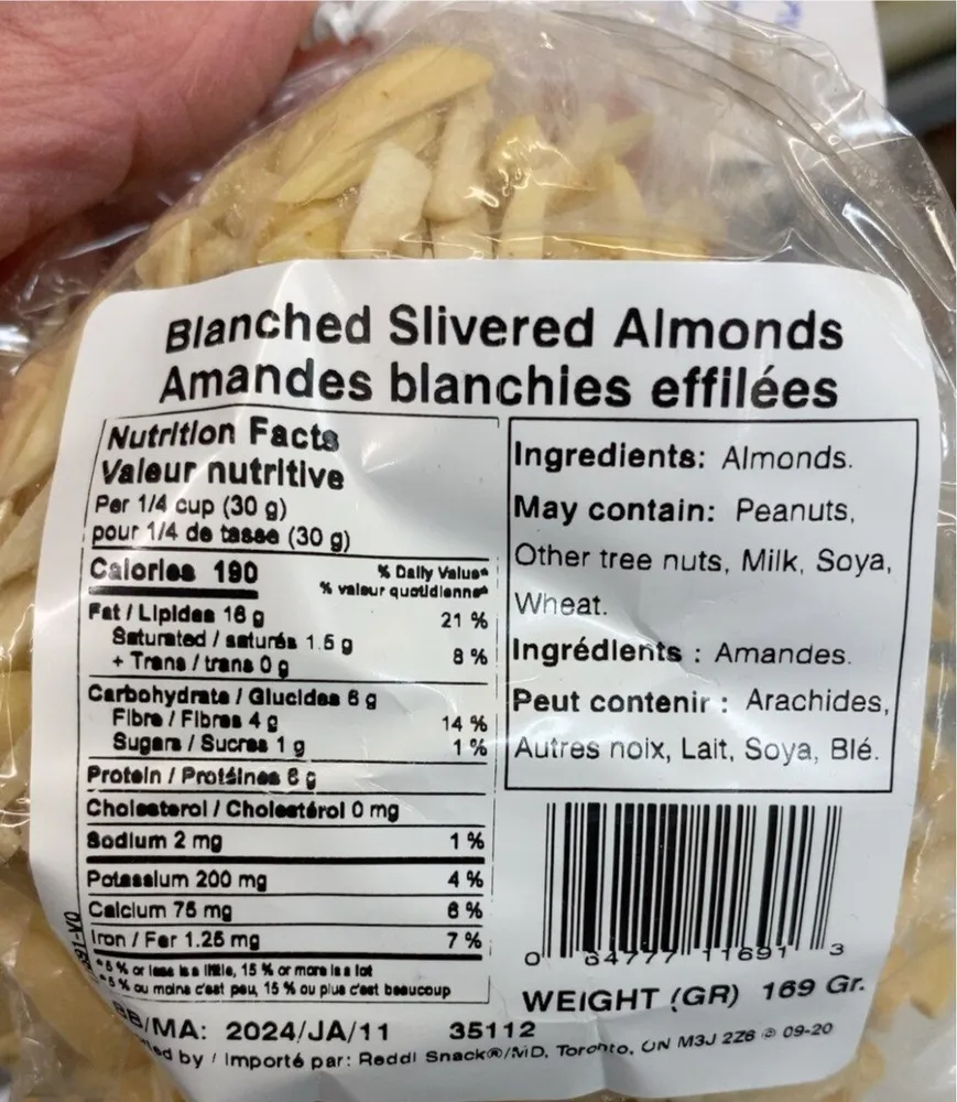 Blanched slivered almonds