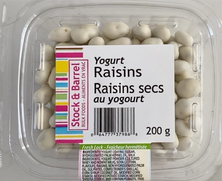 Raisins secs au yogourt