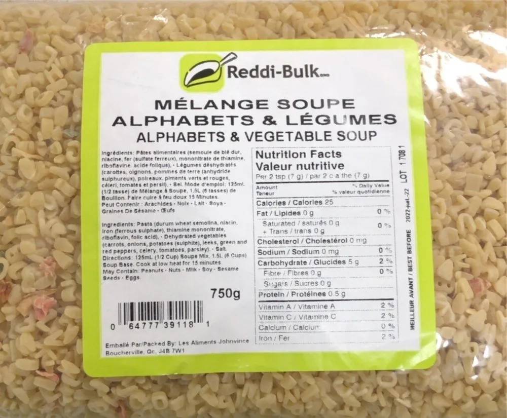 Mélange soupe alphabets & légumes