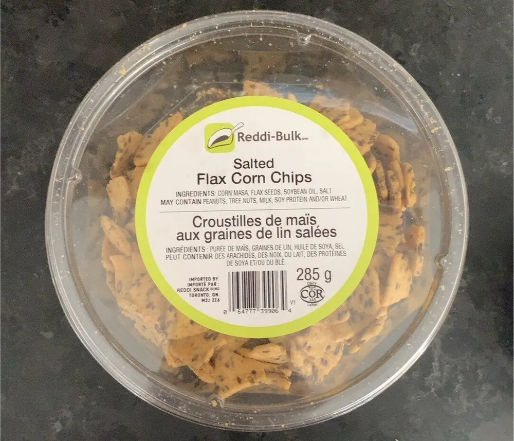 Croustilles de maïs aux graines de lin salée
