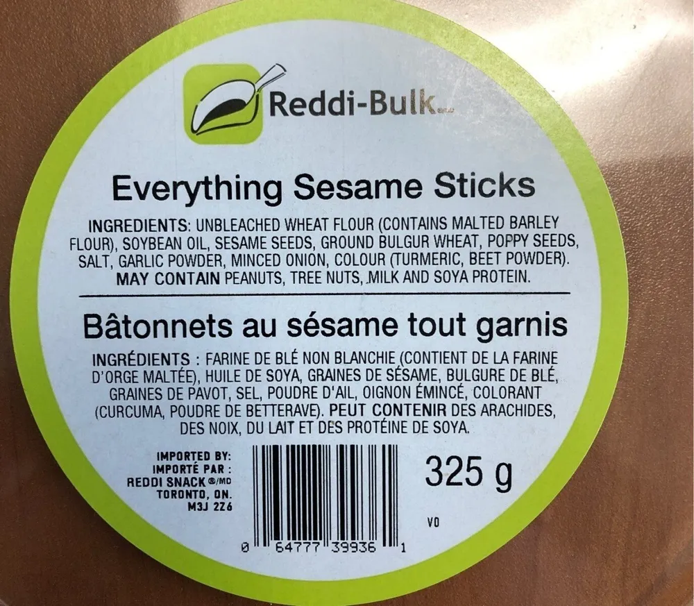 Batonnets au sesame tout garnis