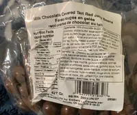 Milk chocolate covered tart red jelly beans
