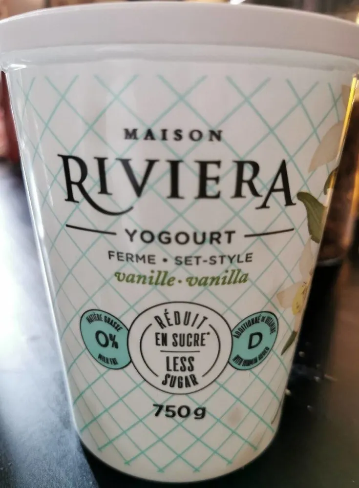 Yogourt Riviera vanille réduit en sucre