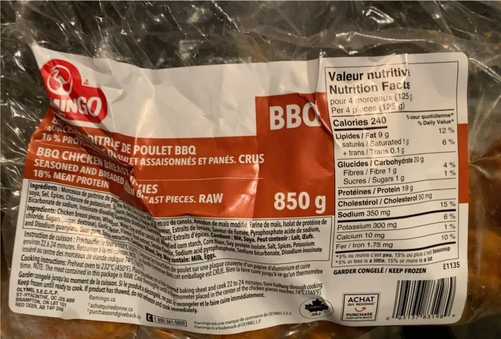 Bouchées de poitrine de poulet BBQ