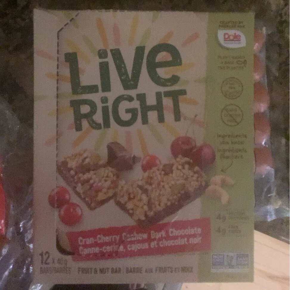 Cran-Cherry Cashew Dark Chocolate Granola Bar