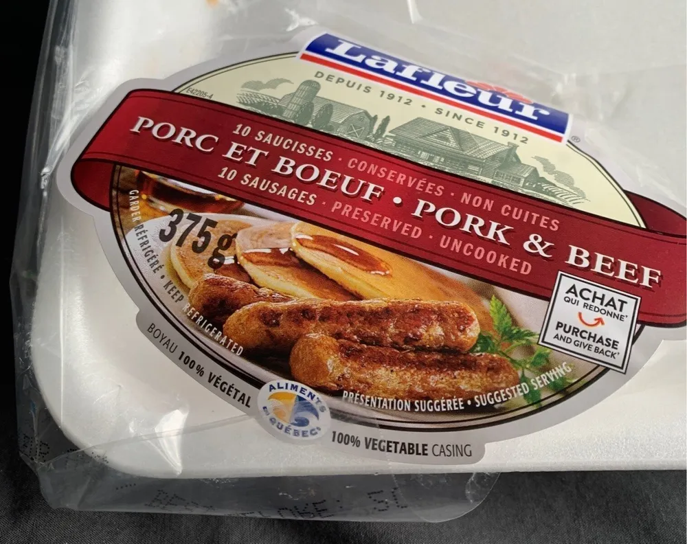 Saucisse porc et boeuf