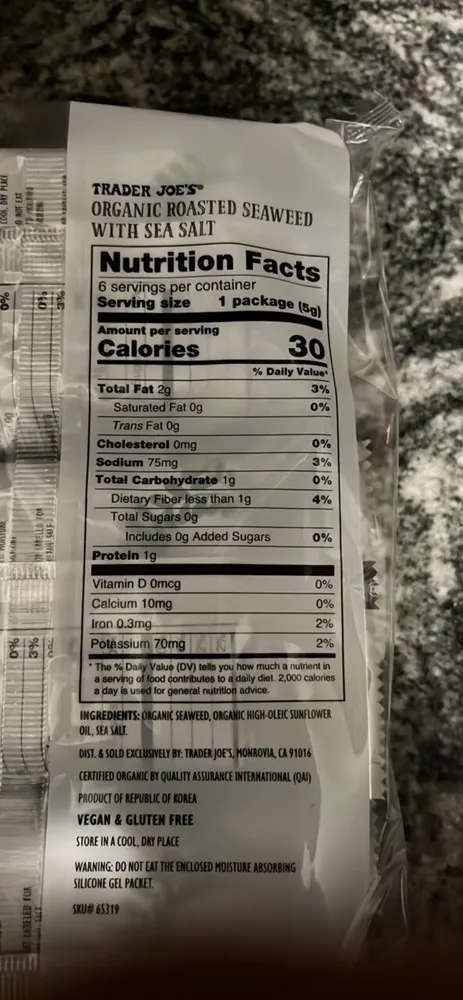 Organic Roasted Seaweed with Sea Salt