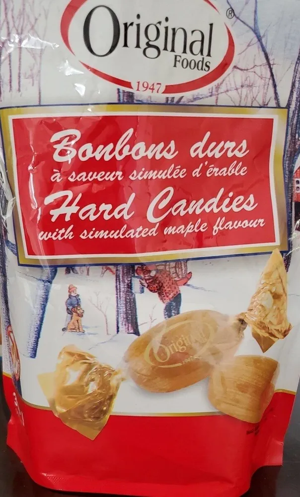Hard Candies with simulated maple flavour