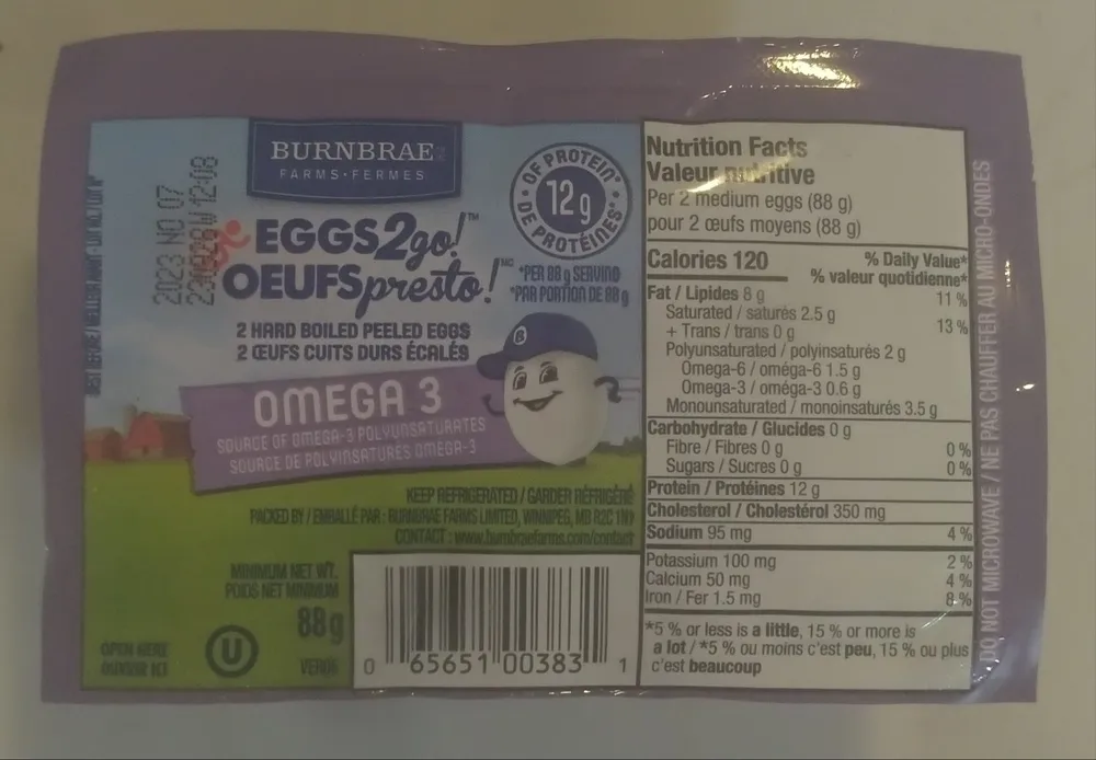 2 hard boiled peeled eggs