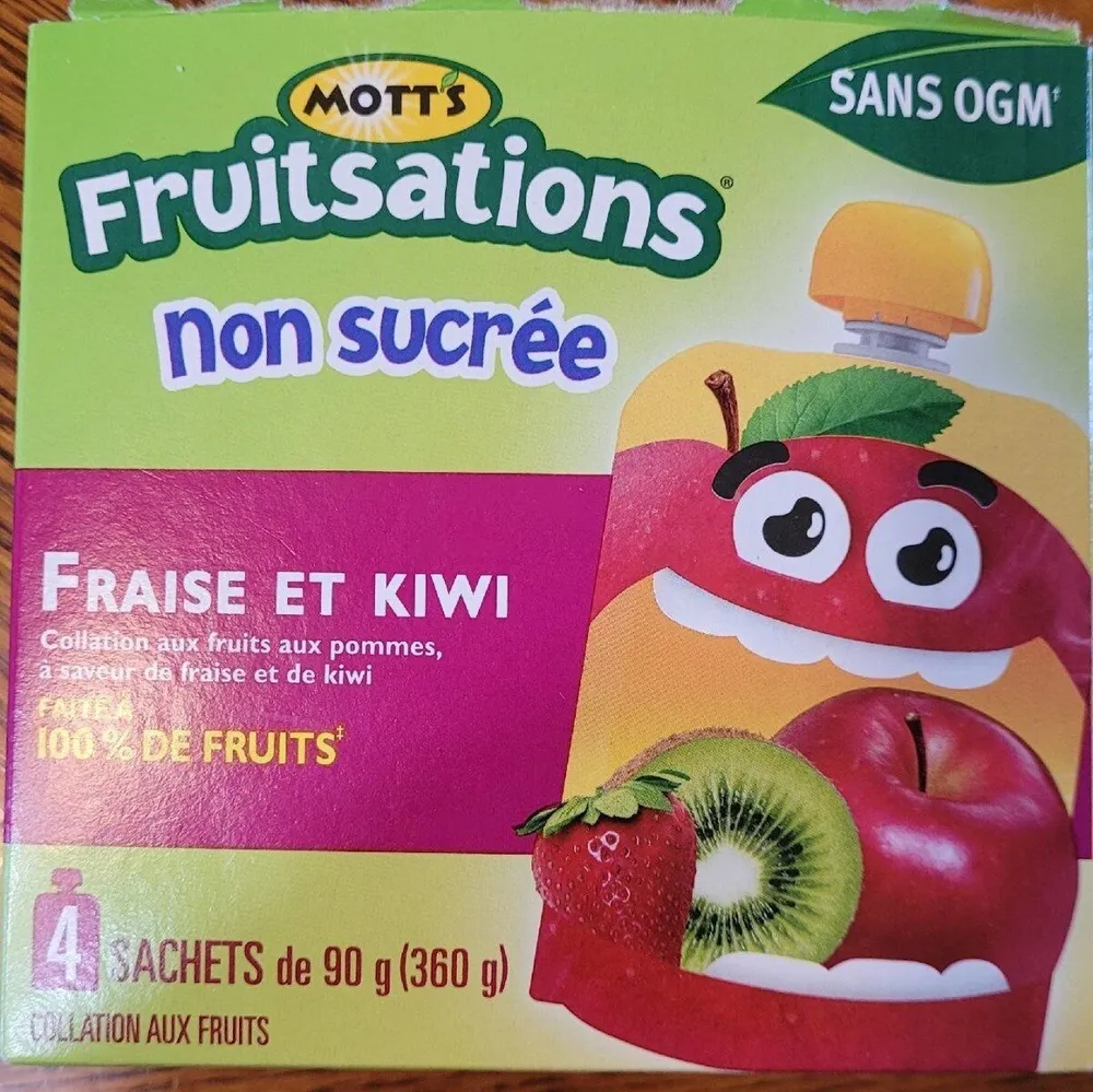 Collation aux fruit aux pomme à saveur de fraise et kiwi