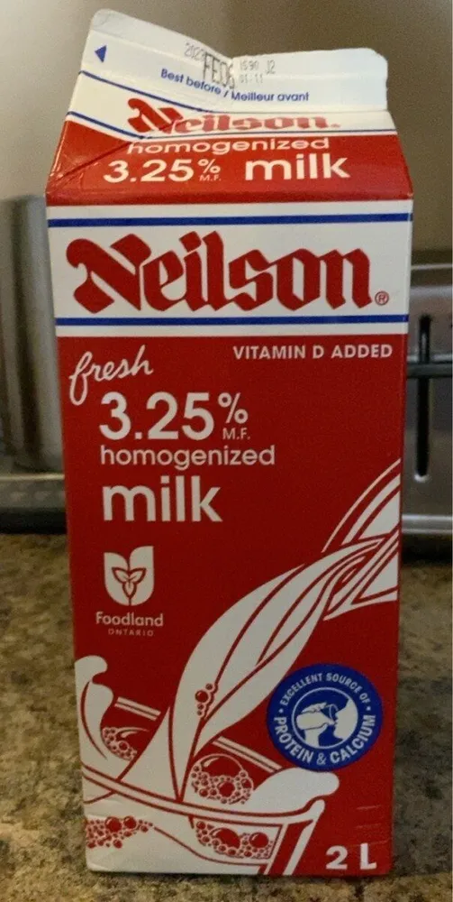 3.25% homoginized cow milk