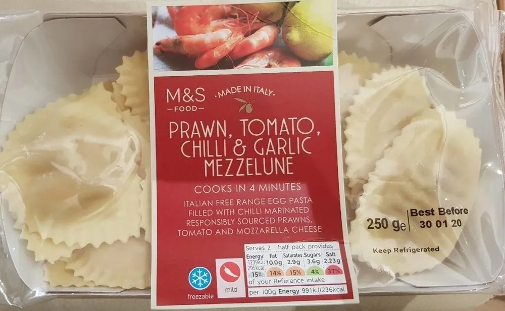 Prawn, Tomato, Chili & Garlic Mezzelune