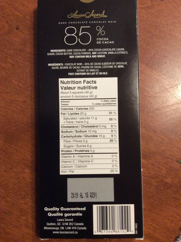 Chocolat Noir Laura Secord