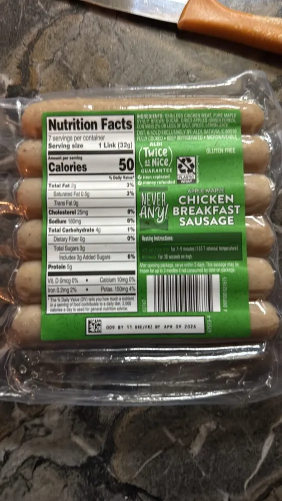 APPLE MAPLE CHICKEN BREAKFAST SAUSAGE