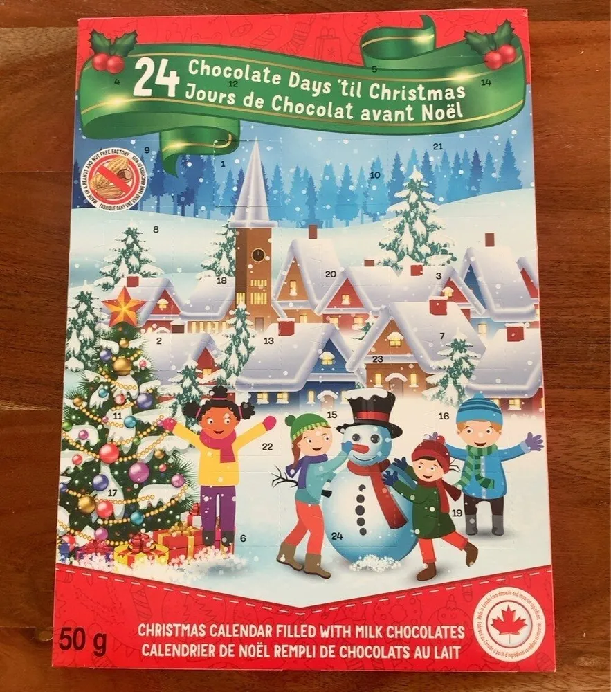 Calendrier de Noël rempli de chocolat su lait