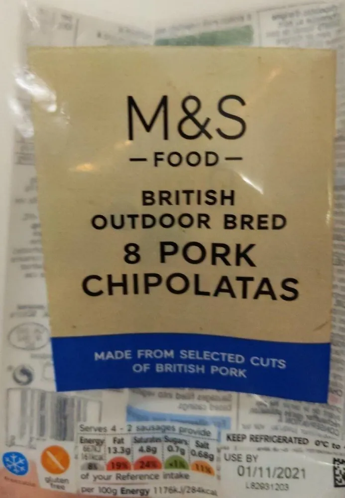 M&S Select 8 Pork Chipolatas