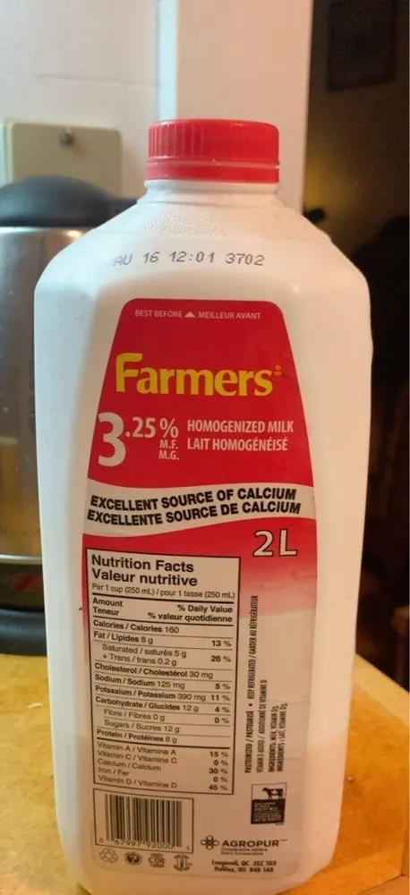 Homogenized milk 3.25%