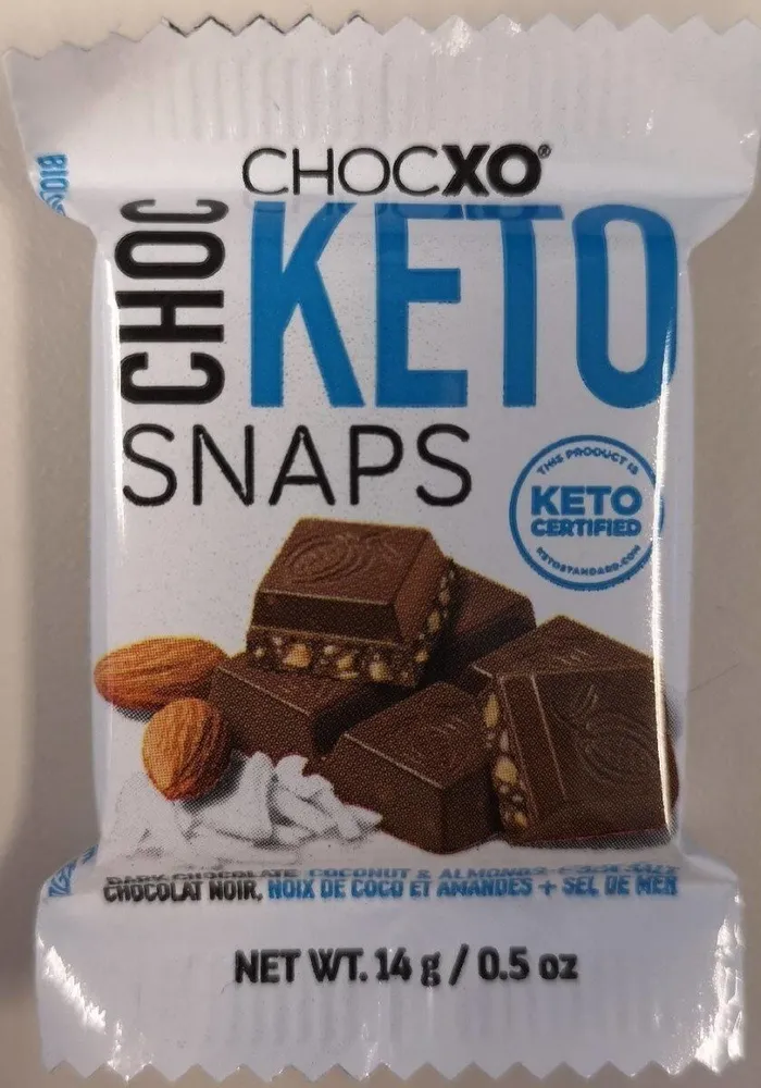KETO 85% Cacao Dark Chocolate Coconut Almond Sea Salt Snaps