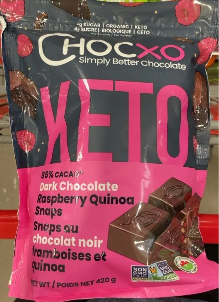 Dark chocolate raspberry quinoa snaps