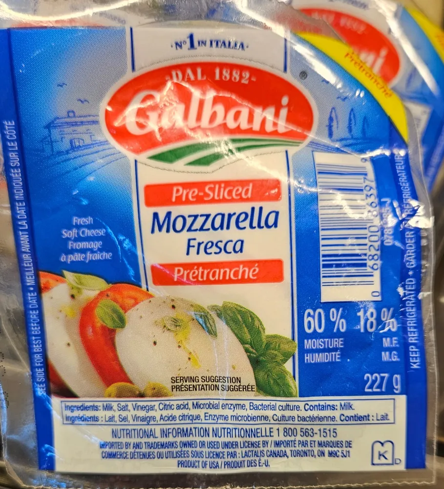 Mozzarella Fresca Pre-Sliced