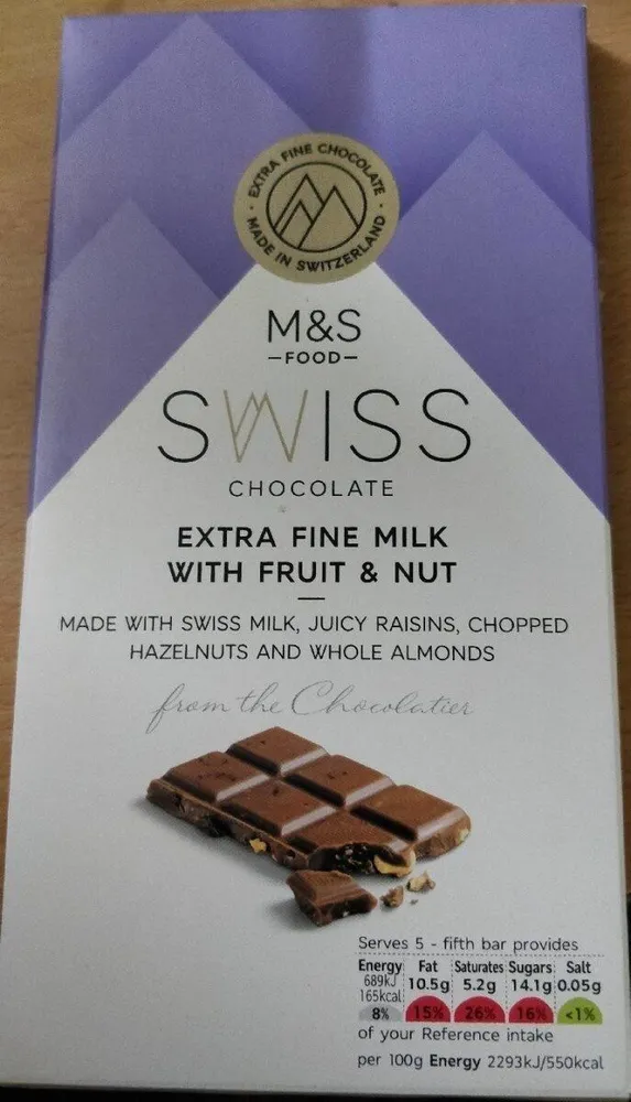 Swiss Chocolate Milk Fruits And Nuts
