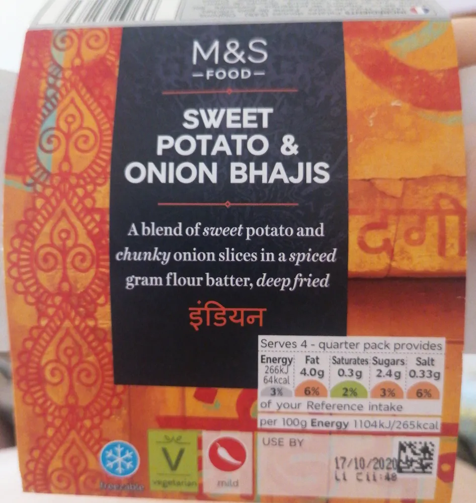 Sweet potato & onion bhajis