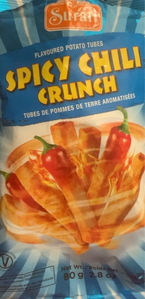 Spicy chili crunch flavoured potato tubes