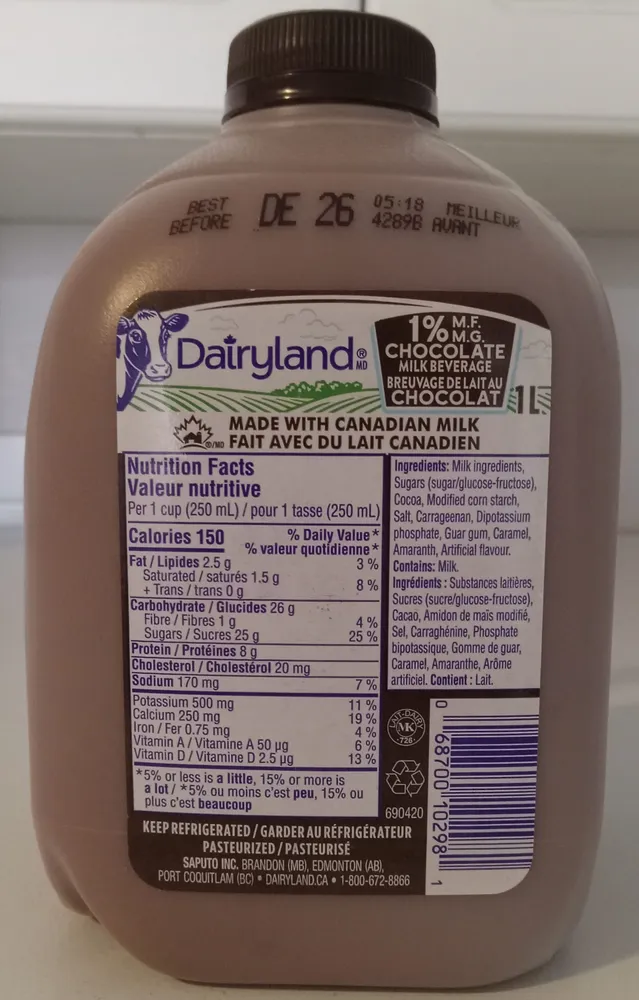 1% M.F. Chocolate Milk Beverage