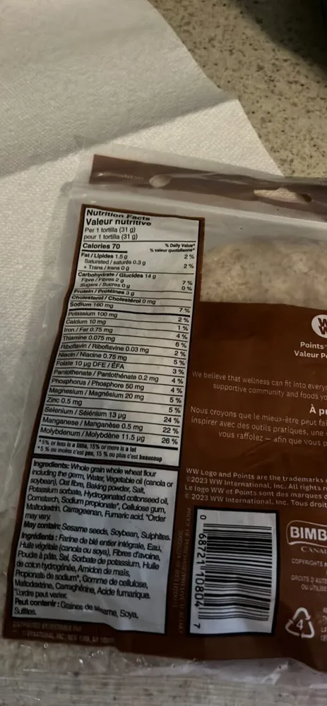 100% whole wheat tortillas