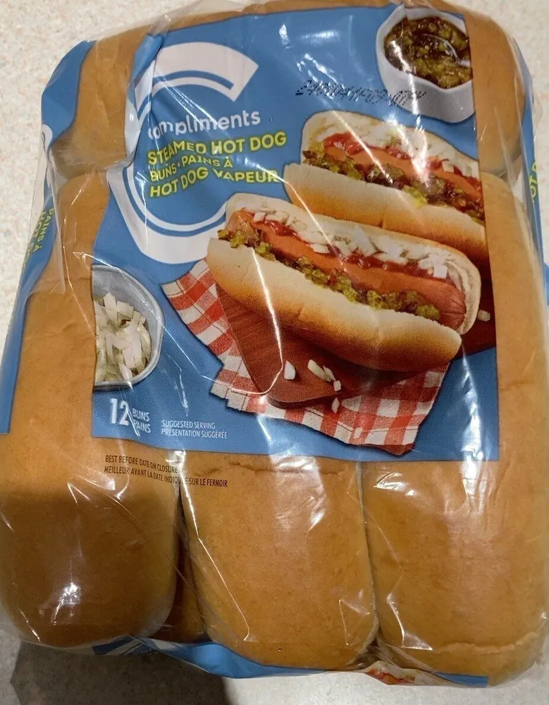 Hot dog buns steamed