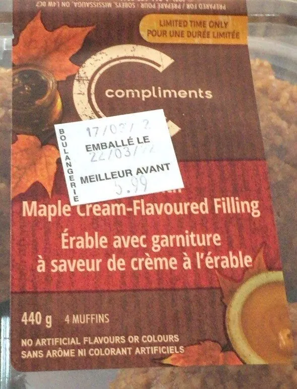 Érable avec garniture à saveur de crème à l’érable