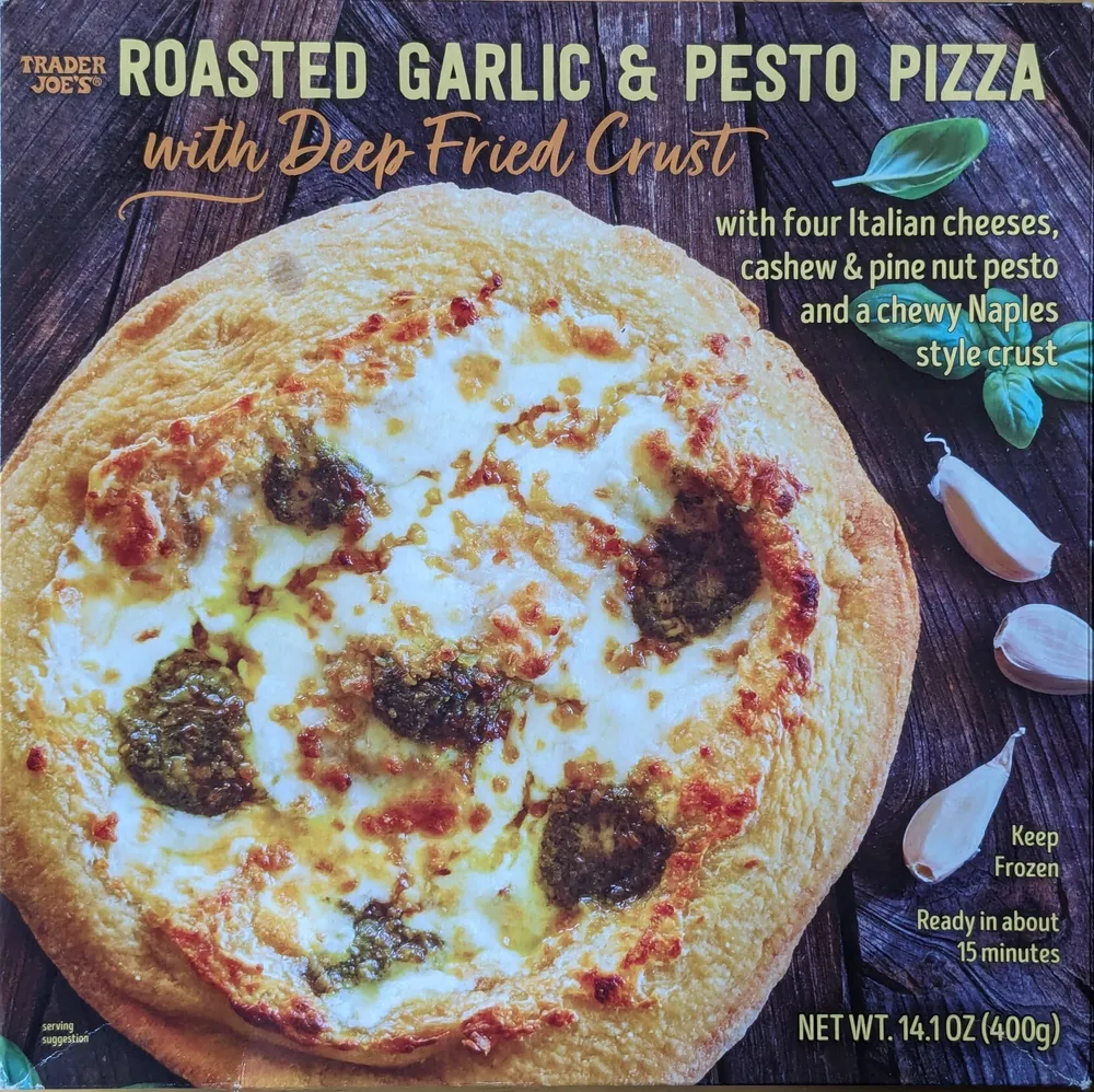 ROASTED GARLIC & PESTO PIZZA with Deep Fried Crust