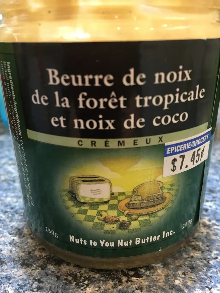 Beurre De Noix De La Forêt Tropicale Et Coco
