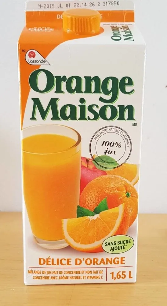 Jus d'orange sans pulpe