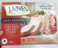 Roasted and seasoned chicken breast strips