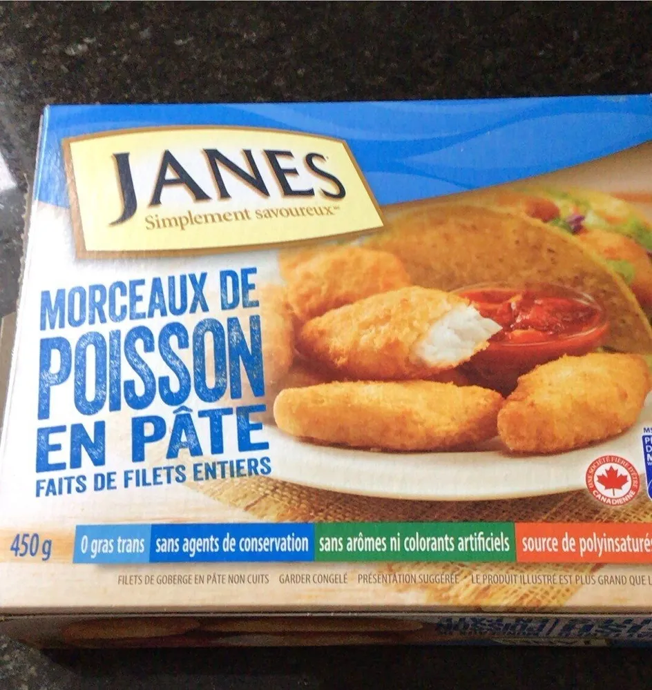 Morceaux de poisson en pate