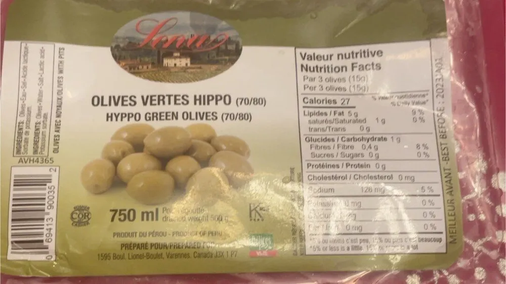 Olives vertes hippo