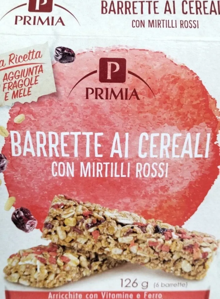 Barrette ai cereali con mirtilli rossi