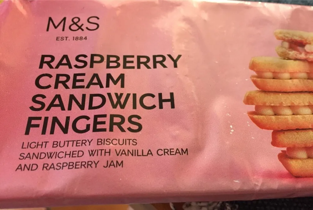 Raspberry cream sandwich fingers