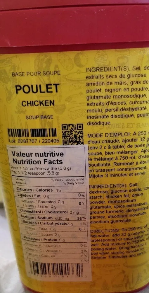 Base pour soupe poulet