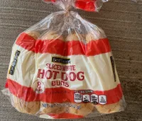 Sliced white hotdog buns