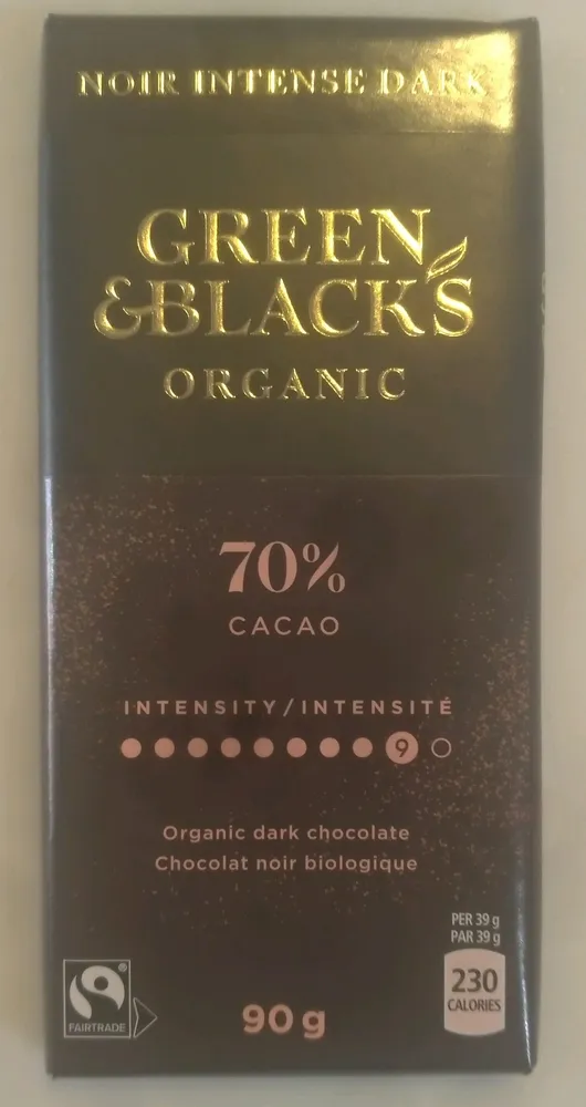 Organic dark chocolate 70% cacao