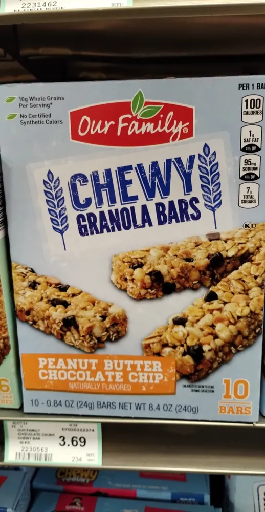 Peanut butter chocolate chip chewy granola bars, peanut butter chocolate chip